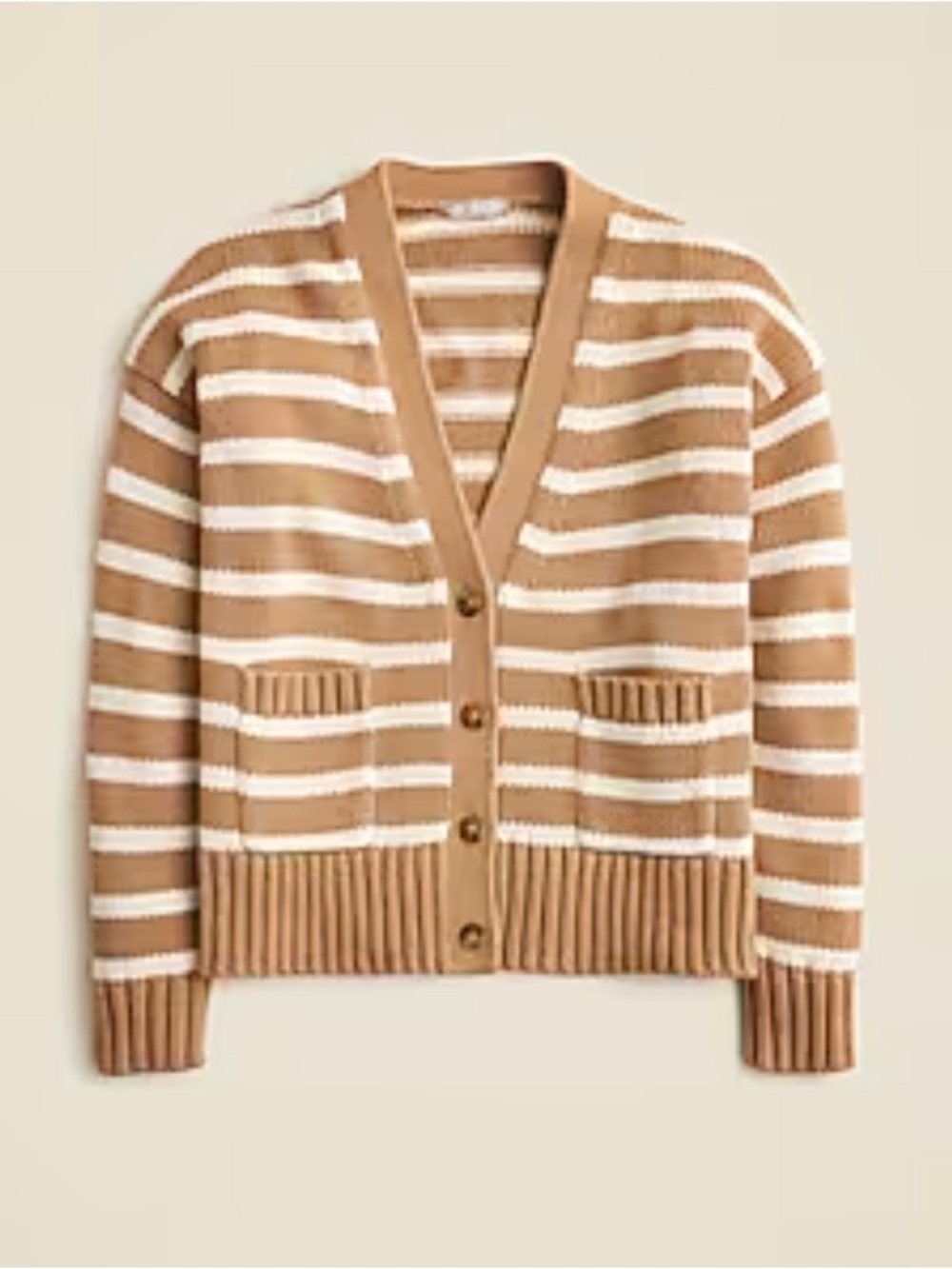 J.Crew Heritage Cotton Relaxed Cardigan in Camel Natural, Size Small, Like New